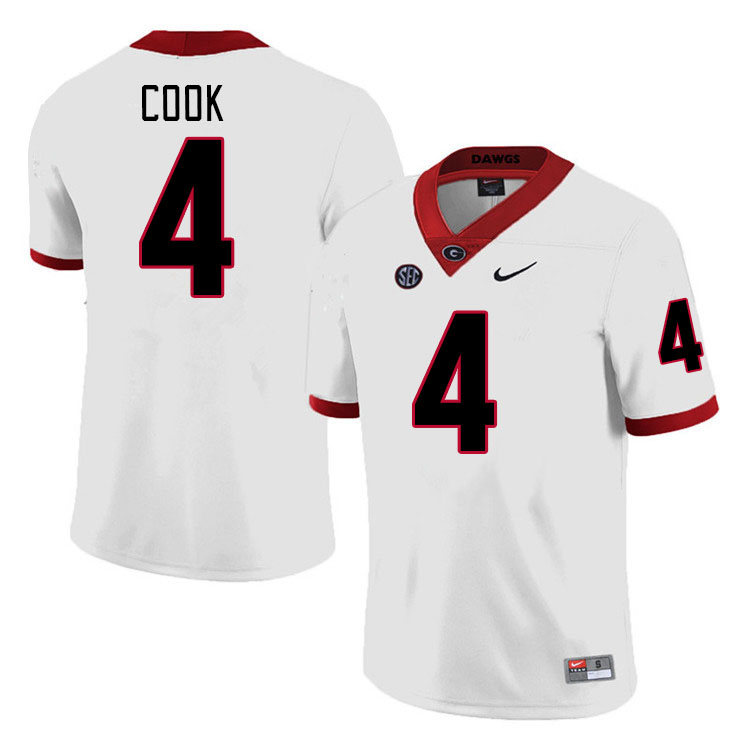 #4 James Cook Georgia Bulldogs Jerseys Football Stitched-Retro White